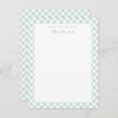 Mint Gingham Karo Personal Stationery Note Card Dankeskarte (Vorne/Hinten)