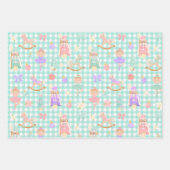 Mint Gingham Nussknacker Geburtstag Geschenkpapier Set (Vorderseite 2)