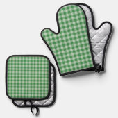 Mint Gingham Stripes Ofenhandschuh & Topflappen-Set (Vorderseite/Rückseite)
