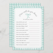 Mint Gingham Wie gut kennen Sie Dusche Game Einladung (Vorne/Hinten)