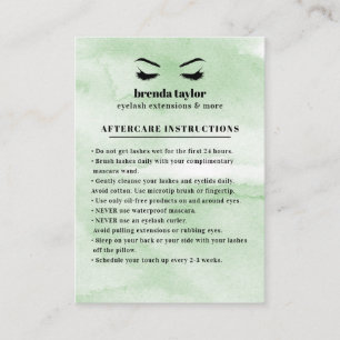 Mint Glam Eyelash Browbar Aftercare Instructions Visitenkarte