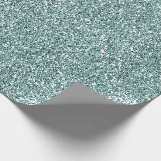 Mint Glam Glitz Glitzer Geschenkpapier (Ecke)