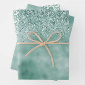 Mint Glam Glitzer Glitz Geschenkpapier Set (Beispiel)