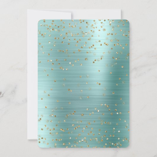 Mint Glam Gold Sparkle Confetti Brautparty Einladung (Rückseite)