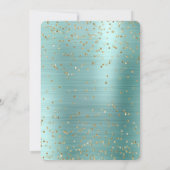 Mint Glam Gold Sparkle Confetti Wedding Einladung (Rückseite)