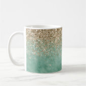 Mint Glam Gold Sparkle Glitzer Kaffeetasse (Links)