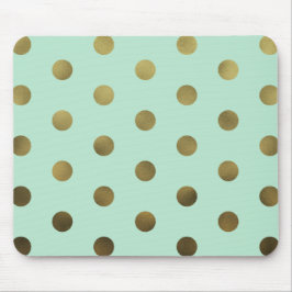 Mint Glam Imitats Gold Polka Dots Mousepad
