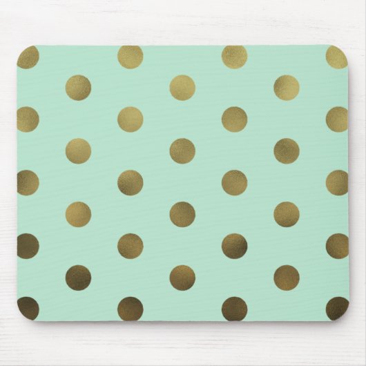 Mint Glam Imitats Gold Polka Dots Mousepad (Vorne)