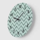 Mint Glam Zickzack Zigzag Streifen Große Wanduhr (Winkel)