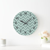 Mint Glam Zickzack Zigzag Streifen Große Wanduhr (Zuhause)