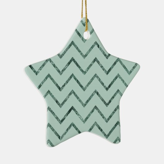 Mint Glam Zickzack Zigzag Streifen Keramik Ornament (Rechts)