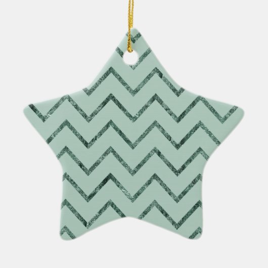Mint Glam Zickzack Zigzag Streifen Keramik Ornament (Vorne)