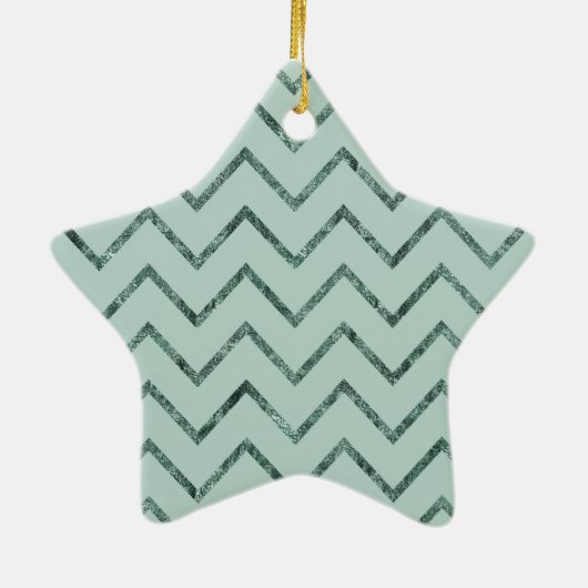 Mint Glam Zickzack Zigzag Streifen Keramik Ornament (Hinten)