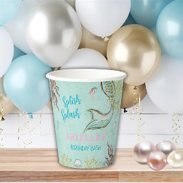 Mint Glitter Mermaid tail under the sea  Pappbecher