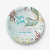 Mint Glitter Mermaid tail under the sea Pappteller (Vorderseite)