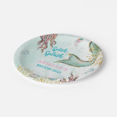 Mint Glitter Mermaid tail under the sea Pappteller (Schrägansicht)