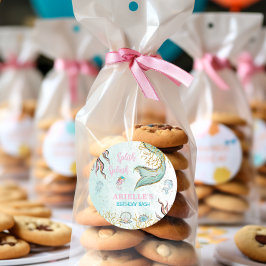 Mint Glitter Mermaid tail under the sea  Runder Aufkleber