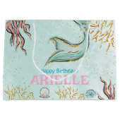 Mint Glitter Mermaid tail under the sea Treats Große Geschenktüte (Vorderseite)
