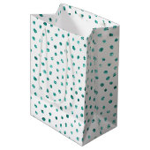 Mint Glitzer Dots Geburtstag Mittlere Geschenktüte (Vorderseite Schrägansicht)