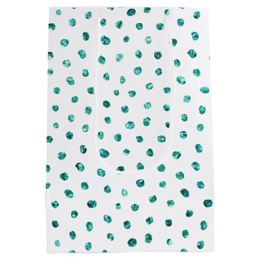 Mint Glitzer Dots Geburtstag Mittlere Geschenktüte (Rückseite)
