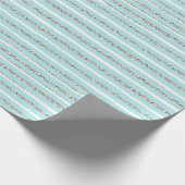 Mint-Glitzer-Effekt Stripmuster Geschenkpapier (Ecke)