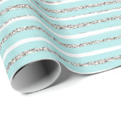 Mint-Glitzer-Effekt Stripmuster Geschenkpapier (Rolleneckpunkt)