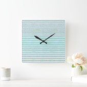 Mint-Glitzer-Effekt Stripmuster Quadratische Wanduhr (Zuhause)