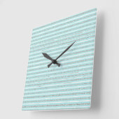 Mint-Glitzer-Effekt Stripmuster Quadratische Wanduhr (Winkel)