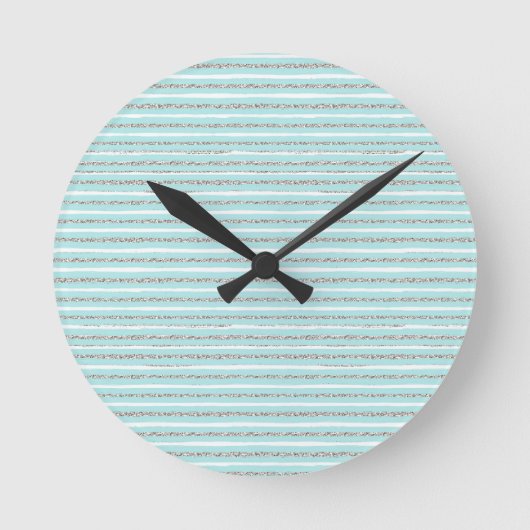 Mint-Glitzer-Effekt Stripmuster Runde Wanduhr (Vorderseite)