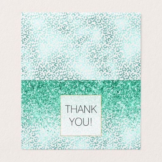 Mint Glitzer Glam Leopard Print Vielen Dank (Außenseite Aufgefaltet)