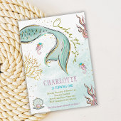 Mint Glitzer Mermaid Schwanz über das Meer Einladu Einladung