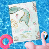 Mint Glitzer Mermaid Schwanz über das Meer Einladu Einladung