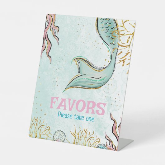 Mint Glitzer Mermaid Schwanz unter den Meeresfavor Sockelschild (Vorderseite)