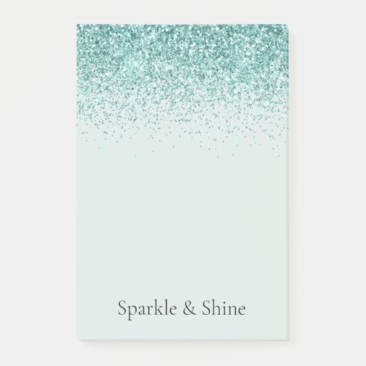 Mint Glitzer Sparkle Post-it Klebezettel (Vorderseite)