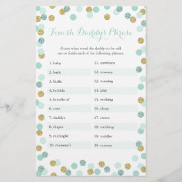 Mint & Gold Baby Dusche beenden Daddy's Phrase Gam