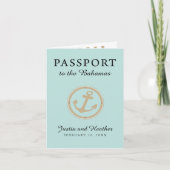 Mint Gold Bahamas Wedding Passport Einladung (Vorderseite)