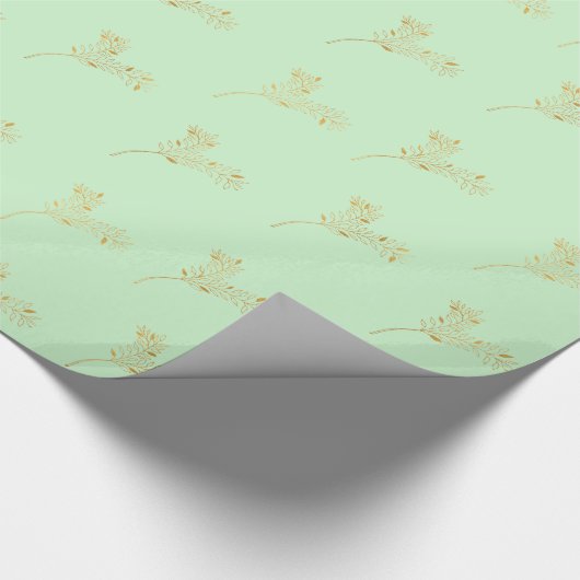 Mint-Gold-Blätter Geschenkpapier (Ecke)