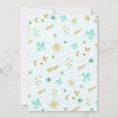 Mint Gold Blume Wreath Bridal Dusche Einladung (Rückseite)