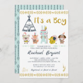 Mint Gold Boho Animals Es ist eine Baby-Dusche Einladung (Vorne/Hinten)