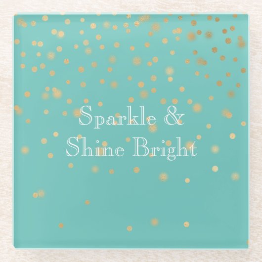 Mint Gold Confetti Glasuntersetzer (Vorderseite)