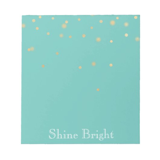 Mint Gold Confetti Notizblock (Vorderseite)