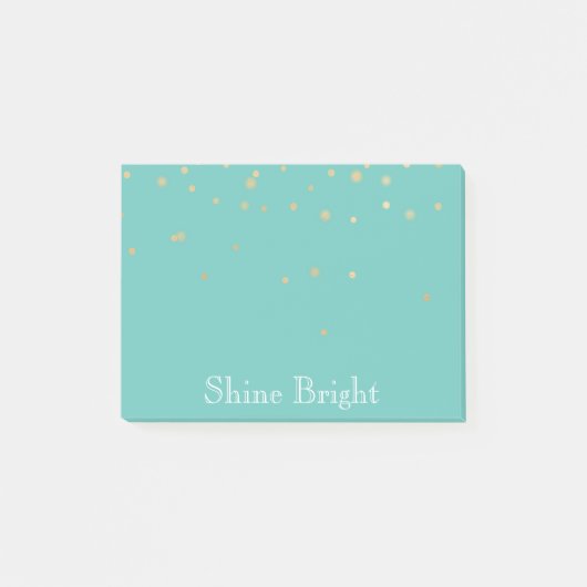 Mint Gold Confetti Post-it Klebezettel (Vorderseite)