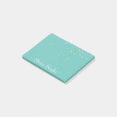 Mint Gold Confetti Post-it Klebezettel (angewinkelt)