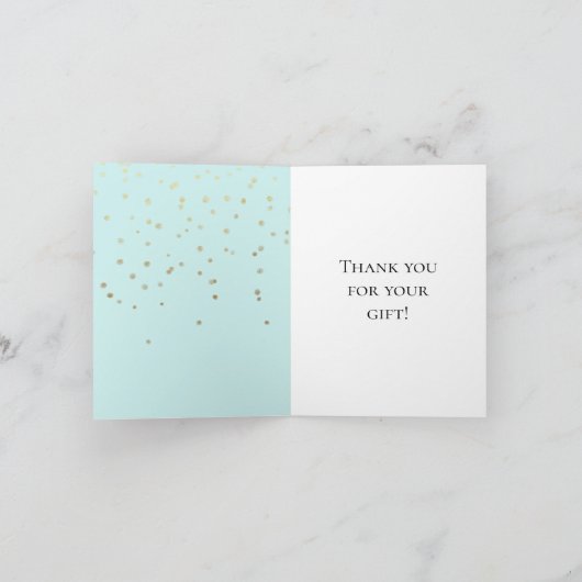 Mint Gold Confetti Vielen Dank Dankeskarte (Innenseite)