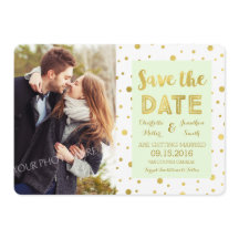 Mint Gold Confetti Wedding Foto Save the Date