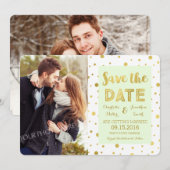 Mint Gold Confetti Wedding Foto Save the Date (Vorne/Hinten)