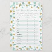 Mint Gold, der Mama Best Baby Shower Game kennt (Vorne/Hinten)