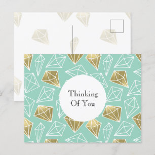 Mint Gold Diamonds Denken Sie an Sie Postkarte
