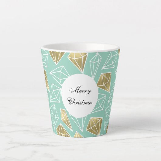 Mint Gold Diamonds Weihnachten Milchtasse (Vorderseite)