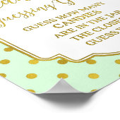 Mint Gold Dots Candy Guessing Game Sign Poster (Ecke)